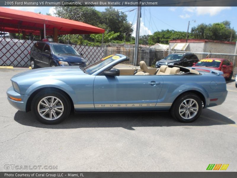 Windveil Blue Metallic / Medium Parchment 2005 Ford Mustang V6 Premium Convertible