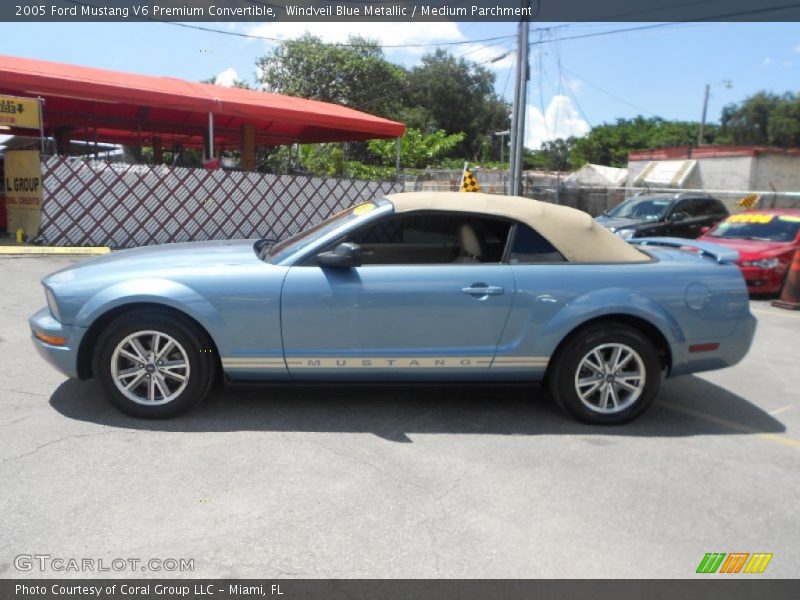 Windveil Blue Metallic / Medium Parchment 2005 Ford Mustang V6 Premium Convertible