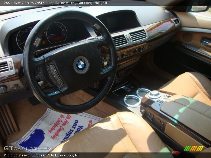 Alpine White / Dark Beige/Beige III 2004 BMW 7 Series 745i Sedan