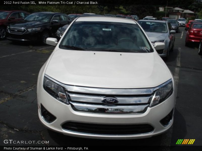 White Platinum Tri-Coat / Charcoal Black 2012 Ford Fusion SEL