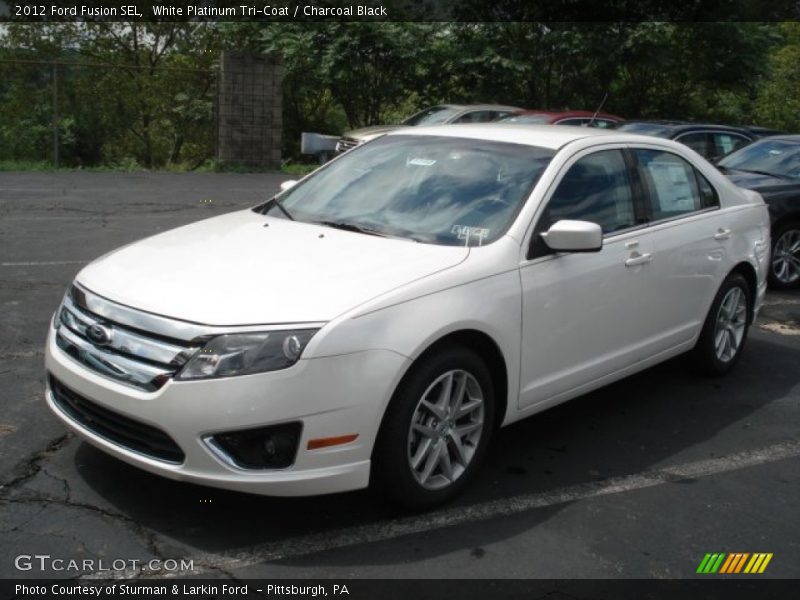 White Platinum Tri-Coat / Charcoal Black 2012 Ford Fusion SEL