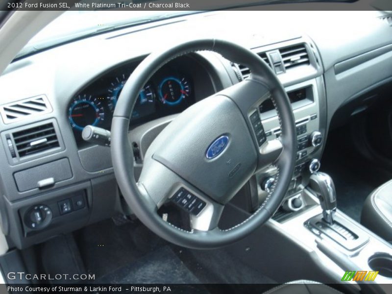 White Platinum Tri-Coat / Charcoal Black 2012 Ford Fusion SEL