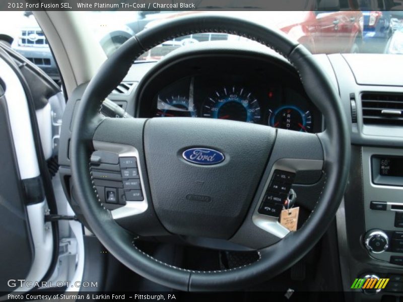 White Platinum Tri-Coat / Charcoal Black 2012 Ford Fusion SEL