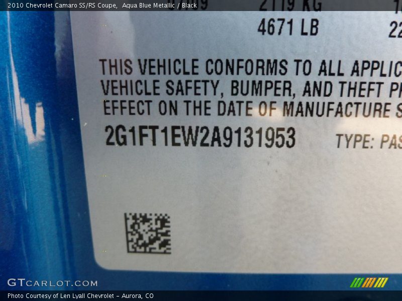 Aqua Blue Metallic / Black 2010 Chevrolet Camaro SS/RS Coupe