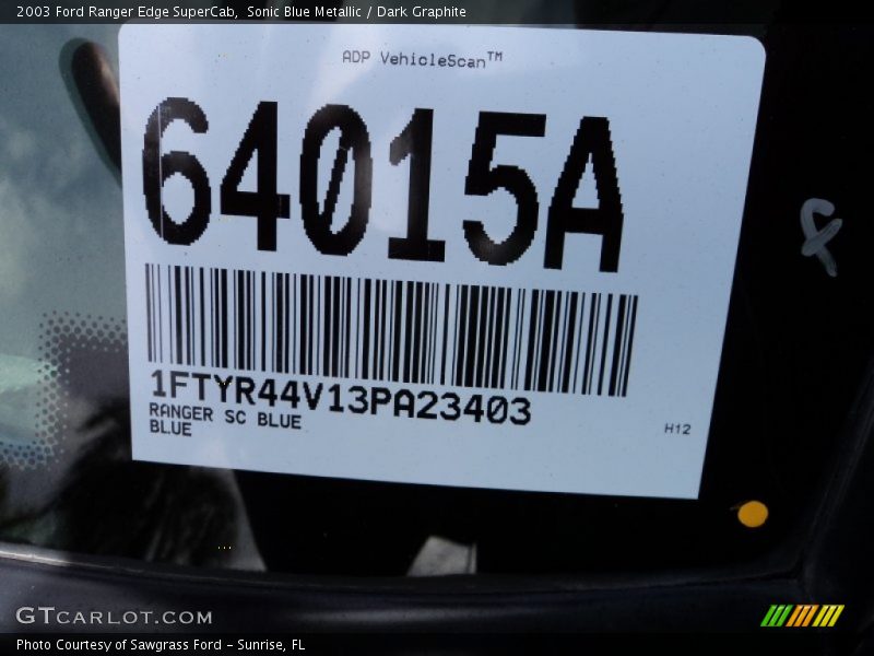 Sonic Blue Metallic / Dark Graphite 2003 Ford Ranger Edge SuperCab
