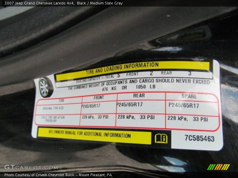 Black / Medium Slate Gray 2007 Jeep Grand Cherokee Laredo 4x4