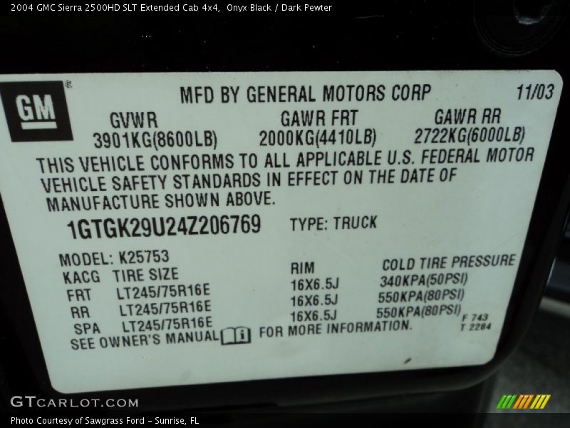 Onyx Black / Dark Pewter 2004 GMC Sierra 2500HD SLT Extended Cab 4x4