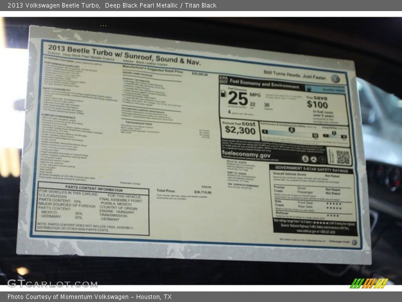 Deep Black Pearl Metallic / Titan Black 2013 Volkswagen Beetle Turbo