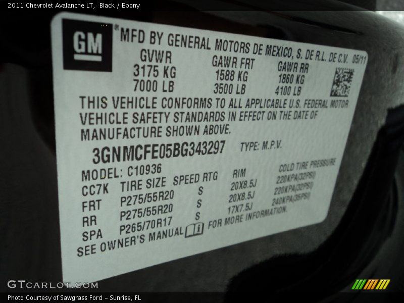 Black / Ebony 2011 Chevrolet Avalanche LT