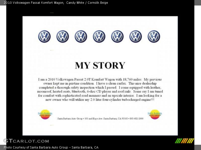 Candy White / Cornsilk Beige 2010 Volkswagen Passat Komfort Wagon