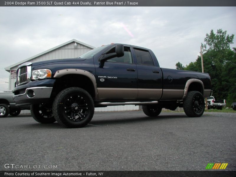 Patriot Blue Pearl / Taupe 2004 Dodge Ram 3500 SLT Quad Cab 4x4 Dually