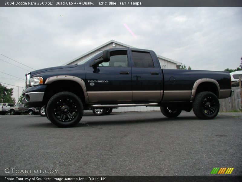 Patriot Blue Pearl / Taupe 2004 Dodge Ram 3500 SLT Quad Cab 4x4 Dually