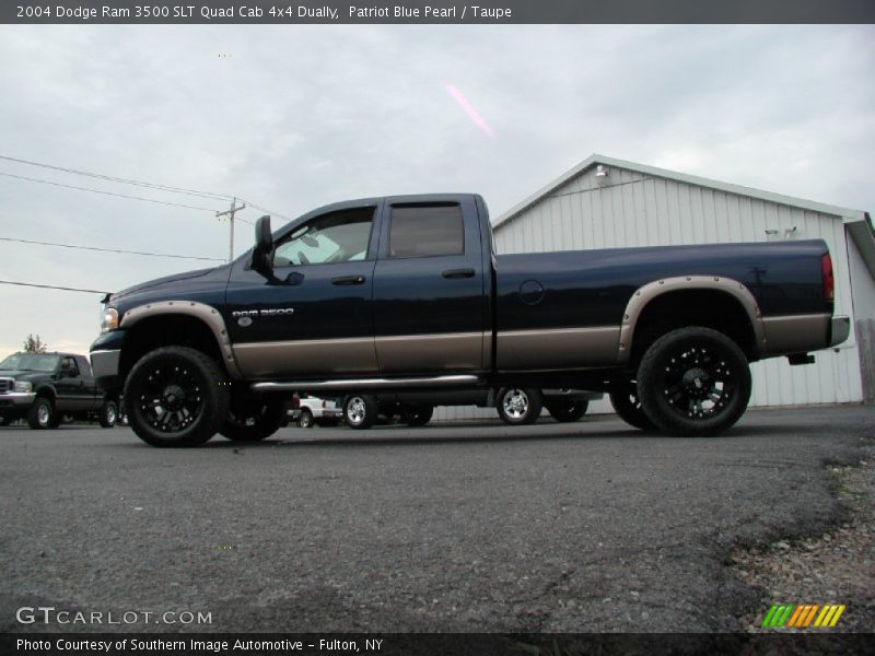 Patriot Blue Pearl / Taupe 2004 Dodge Ram 3500 SLT Quad Cab 4x4 Dually