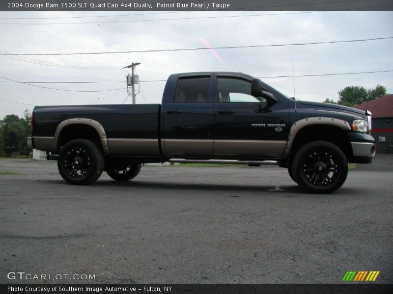 Patriot Blue Pearl / Taupe 2004 Dodge Ram 3500 SLT Quad Cab 4x4 Dually
