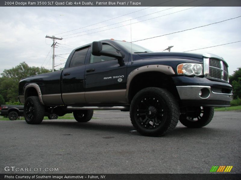 Patriot Blue Pearl / Taupe 2004 Dodge Ram 3500 SLT Quad Cab 4x4 Dually