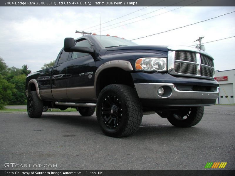 Patriot Blue Pearl / Taupe 2004 Dodge Ram 3500 SLT Quad Cab 4x4 Dually