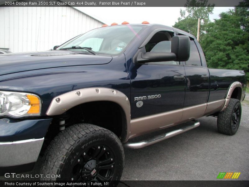 Patriot Blue Pearl / Taupe 2004 Dodge Ram 3500 SLT Quad Cab 4x4 Dually
