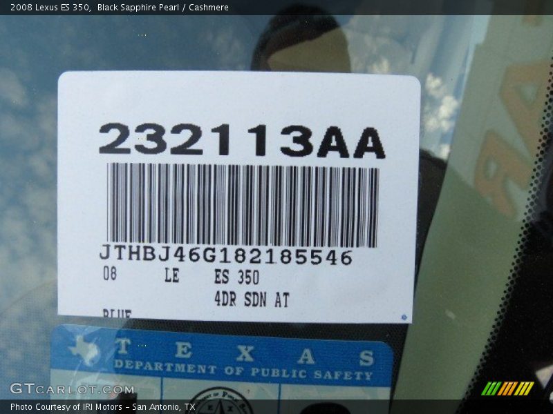 Black Sapphire Pearl / Cashmere 2008 Lexus ES 350
