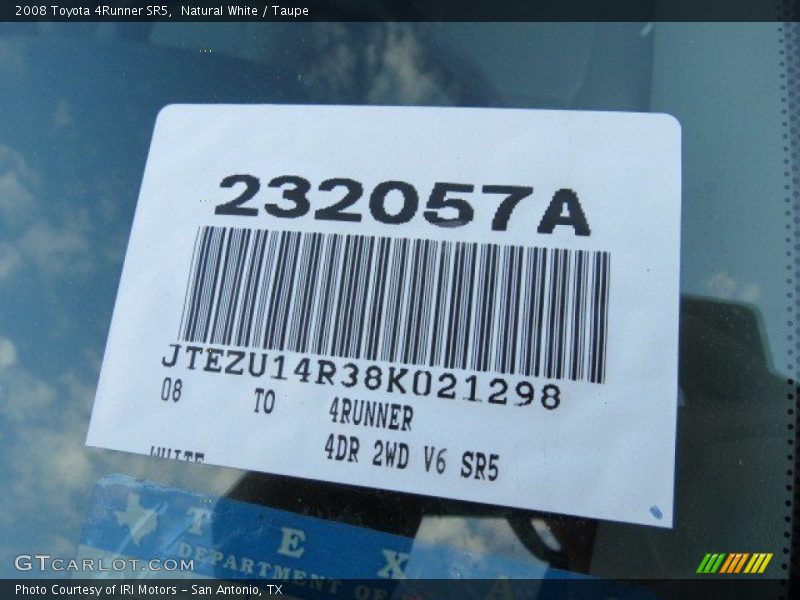 Natural White / Taupe 2008 Toyota 4Runner SR5