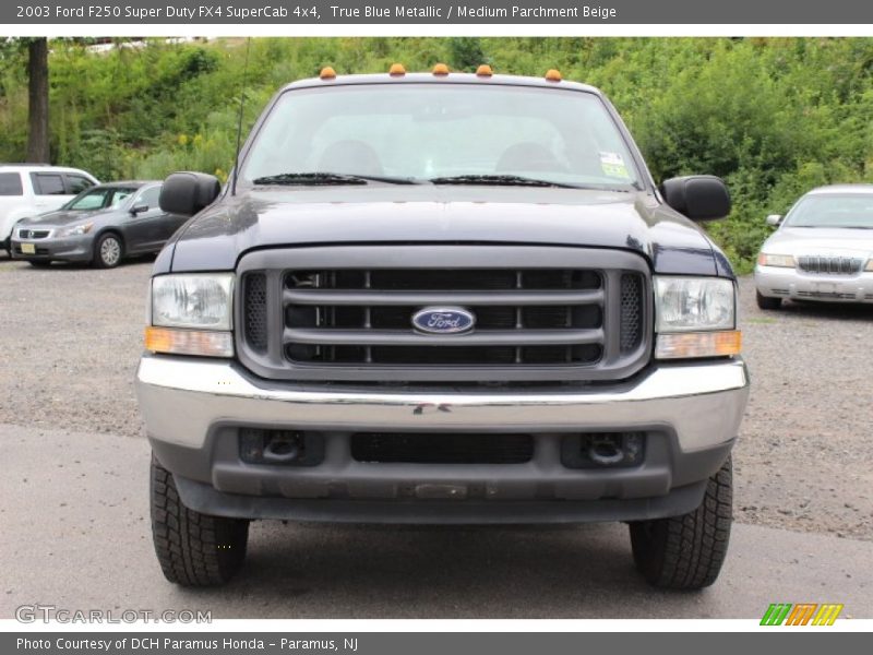 True Blue Metallic / Medium Parchment Beige 2003 Ford F250 Super Duty FX4 SuperCab 4x4