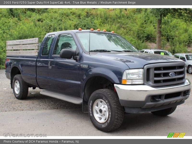 True Blue Metallic / Medium Parchment Beige 2003 Ford F250 Super Duty FX4 SuperCab 4x4
