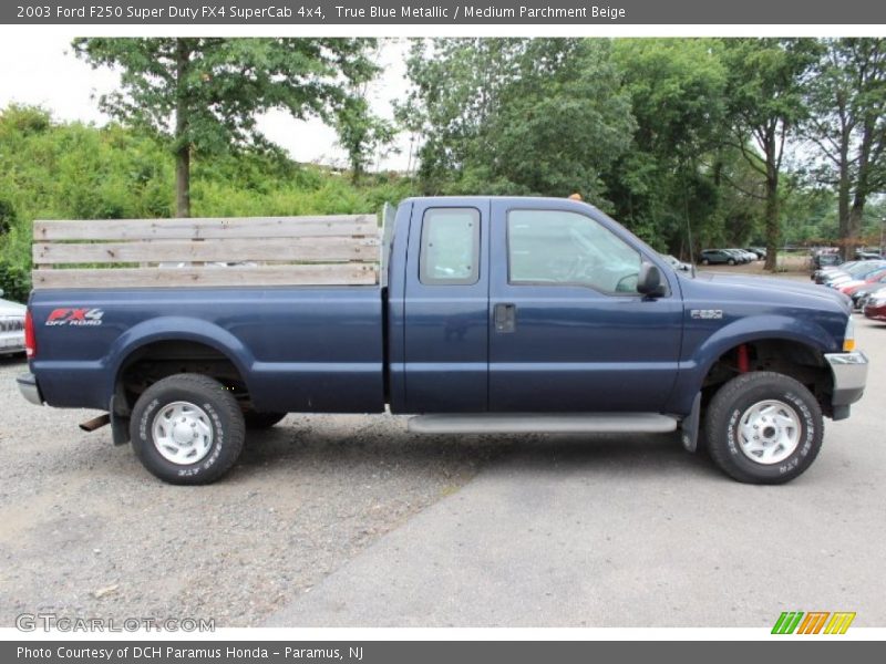 True Blue Metallic / Medium Parchment Beige 2003 Ford F250 Super Duty FX4 SuperCab 4x4