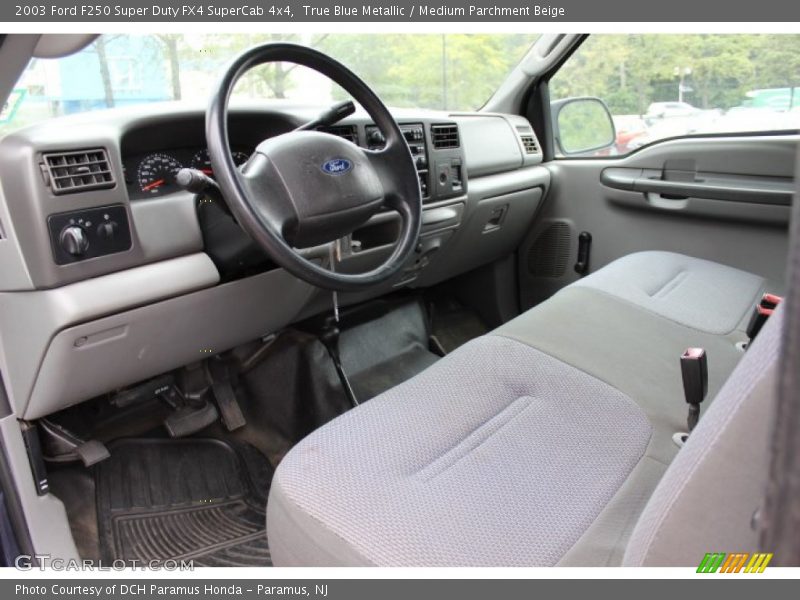 True Blue Metallic / Medium Parchment Beige 2003 Ford F250 Super Duty FX4 SuperCab 4x4