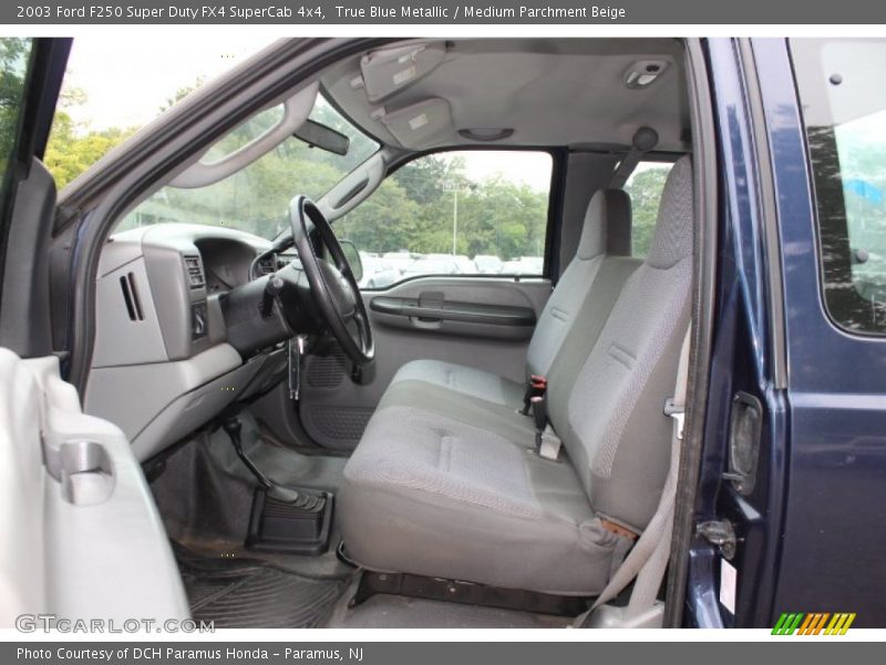 True Blue Metallic / Medium Parchment Beige 2003 Ford F250 Super Duty FX4 SuperCab 4x4