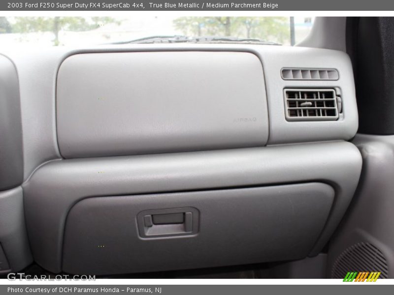True Blue Metallic / Medium Parchment Beige 2003 Ford F250 Super Duty FX4 SuperCab 4x4