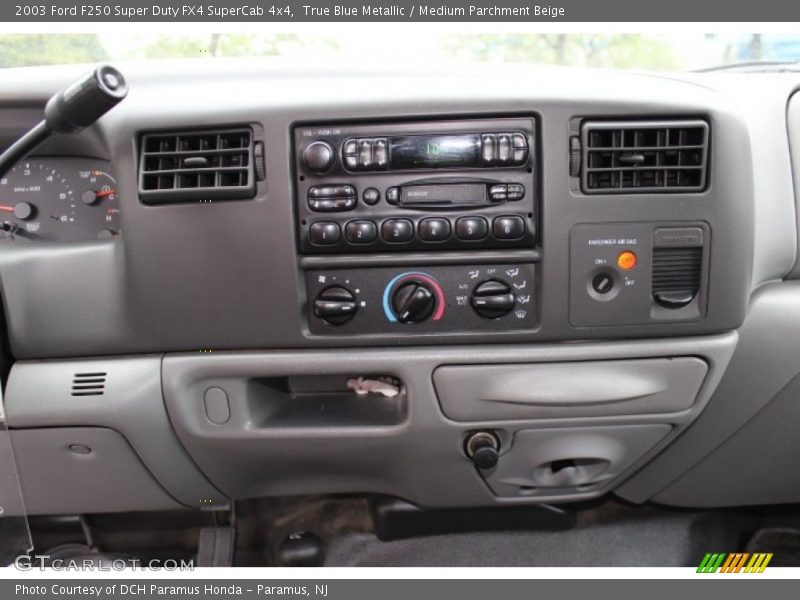 True Blue Metallic / Medium Parchment Beige 2003 Ford F250 Super Duty FX4 SuperCab 4x4