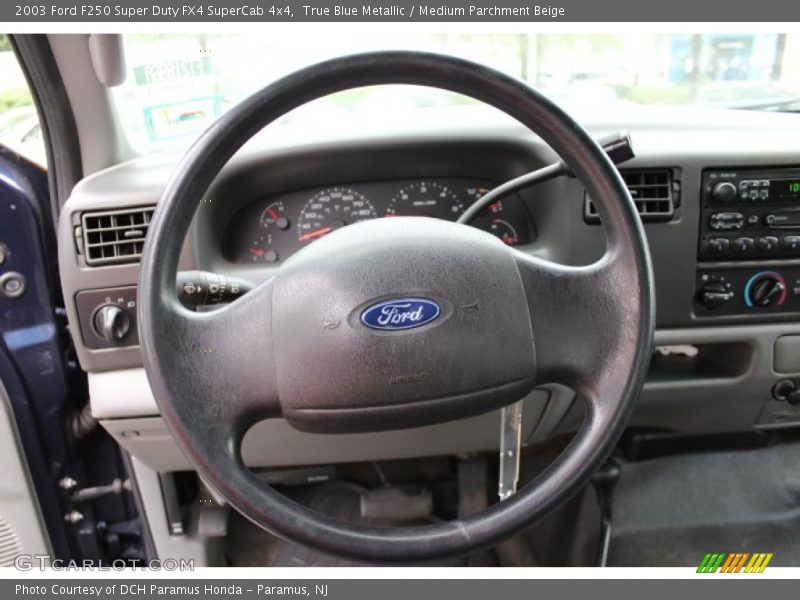 True Blue Metallic / Medium Parchment Beige 2003 Ford F250 Super Duty FX4 SuperCab 4x4
