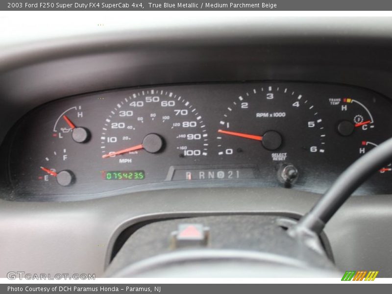 True Blue Metallic / Medium Parchment Beige 2003 Ford F250 Super Duty FX4 SuperCab 4x4