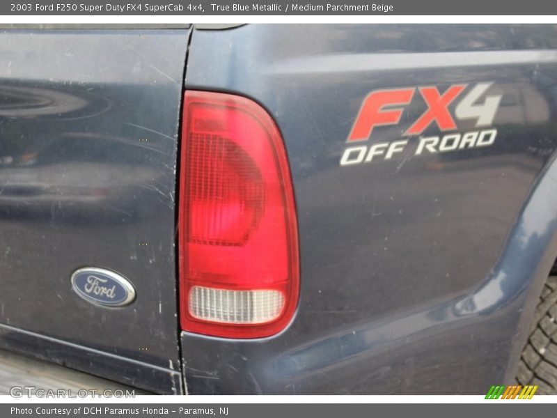 True Blue Metallic / Medium Parchment Beige 2003 Ford F250 Super Duty FX4 SuperCab 4x4