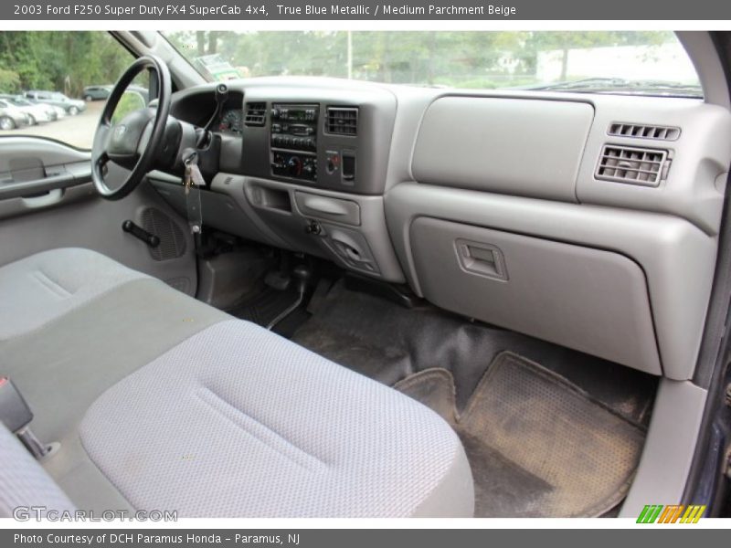 True Blue Metallic / Medium Parchment Beige 2003 Ford F250 Super Duty FX4 SuperCab 4x4