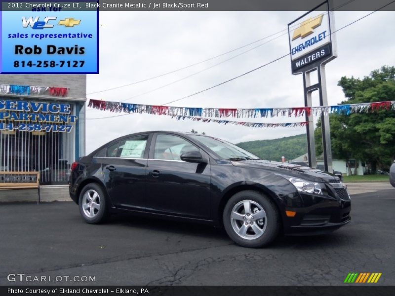 Black Granite Metallic / Jet Black/Sport Red 2012 Chevrolet Cruze LT