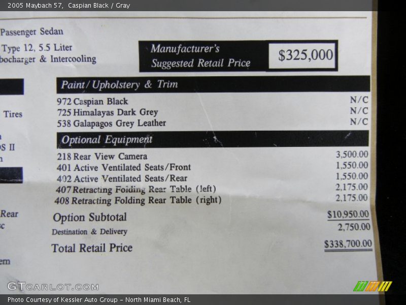 Caspian Black / Gray 2005 Maybach 57