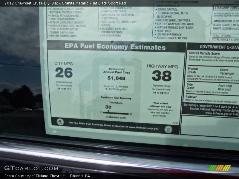  2012 Cruze LT Window Sticker