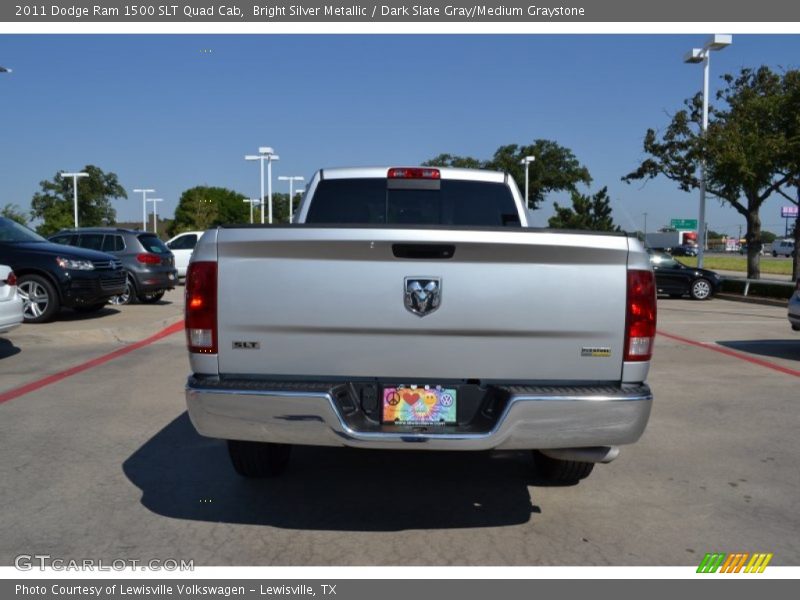 Bright Silver Metallic / Dark Slate Gray/Medium Graystone 2011 Dodge Ram 1500 SLT Quad Cab