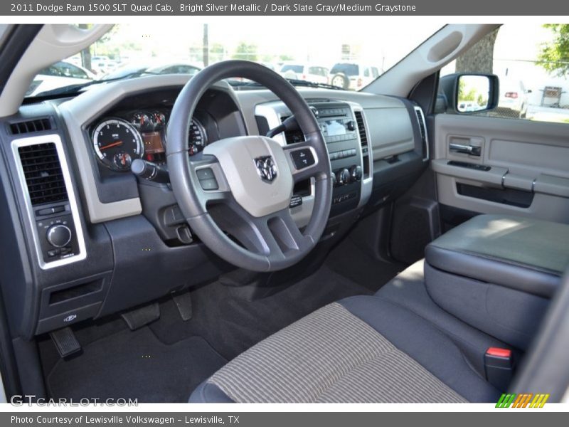 Bright Silver Metallic / Dark Slate Gray/Medium Graystone 2011 Dodge Ram 1500 SLT Quad Cab