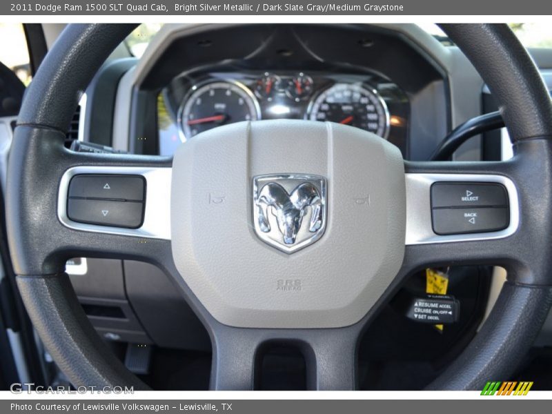 Bright Silver Metallic / Dark Slate Gray/Medium Graystone 2011 Dodge Ram 1500 SLT Quad Cab