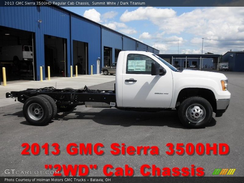 Summit White / Dark Titanium 2013 GMC Sierra 3500HD Regular Cab Chassis