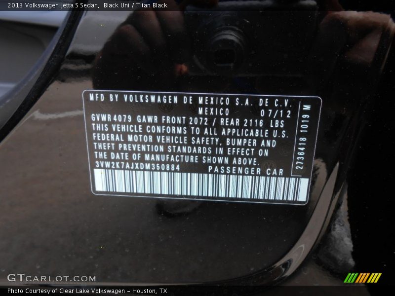 Black Uni / Titan Black 2013 Volkswagen Jetta S Sedan