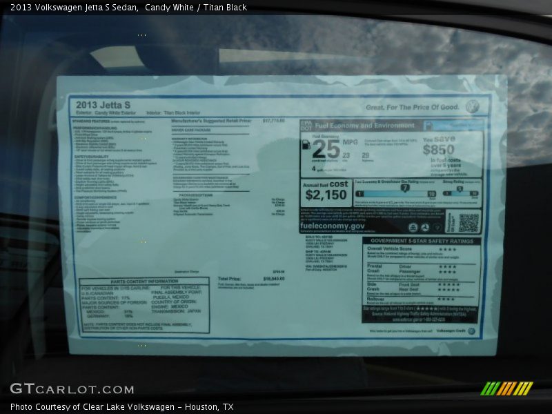 Candy White / Titan Black 2013 Volkswagen Jetta S Sedan