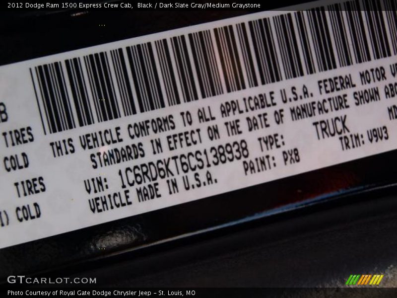 Black / Dark Slate Gray/Medium Graystone 2012 Dodge Ram 1500 Express Crew Cab