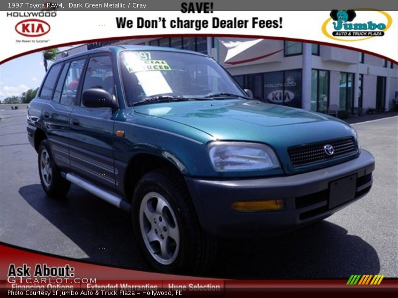 Dark Green Metallic / Gray 1997 Toyota RAV4
