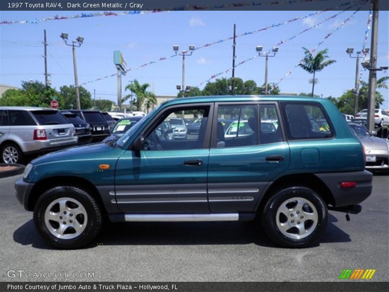 Dark Green Metallic / Gray 1997 Toyota RAV4