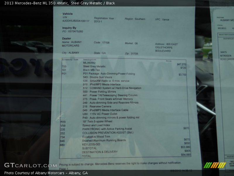 Steel Grey Metallic / Black 2013 Mercedes-Benz ML 350 4Matic