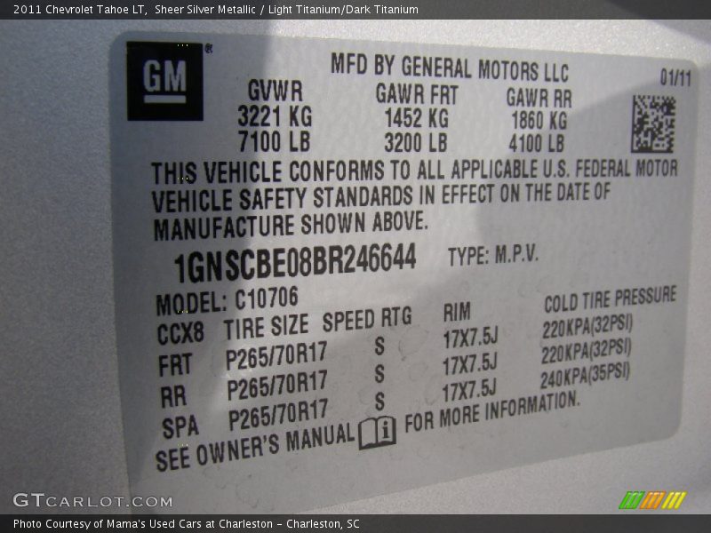 Sheer Silver Metallic / Light Titanium/Dark Titanium 2011 Chevrolet Tahoe LT