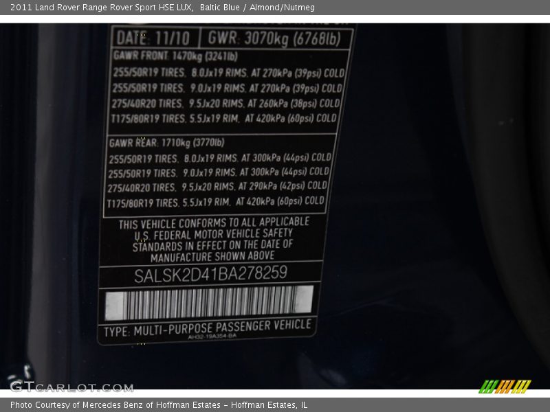Baltic Blue / Almond/Nutmeg 2011 Land Rover Range Rover Sport HSE LUX