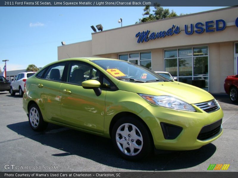 Lime Squeeze Metallic / Light Stone/Charcoal Black Cloth 2011 Ford Fiesta SE Sedan